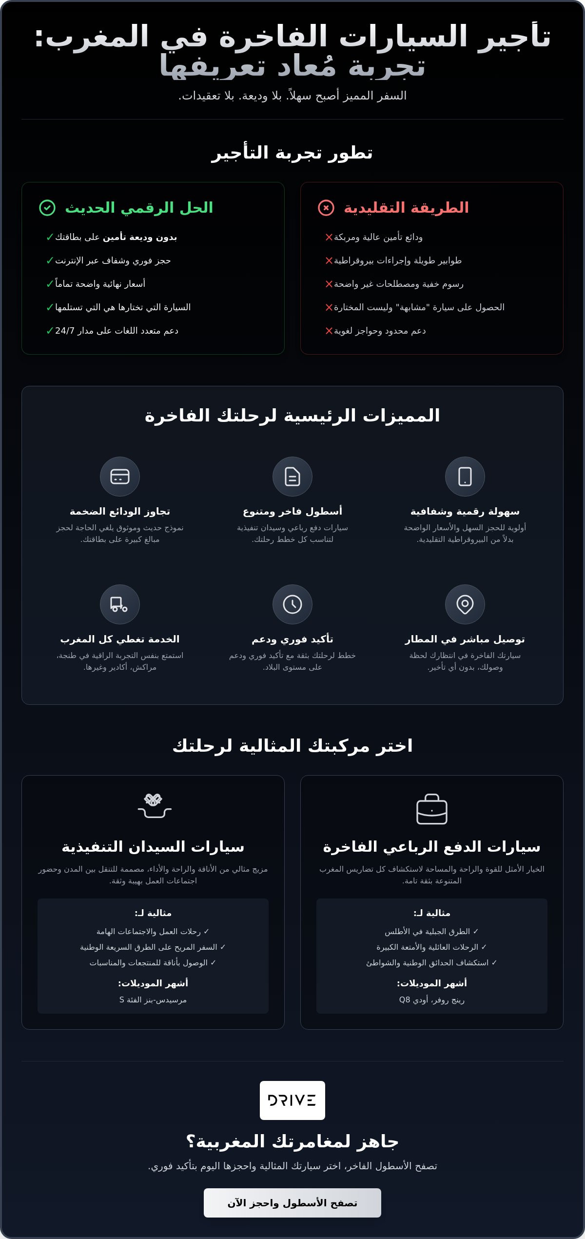 تأجير السيارات الفاخرة في المغرب: الدليل الشامل لعام 2026 للسفر المميز